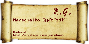 Marschalko Győző névjegykártya