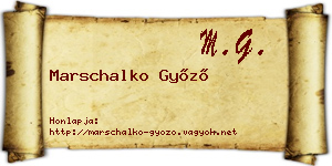 Marschalko Győző névjegykártya